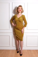 Tætsiddende wiggle kjole; London Gold